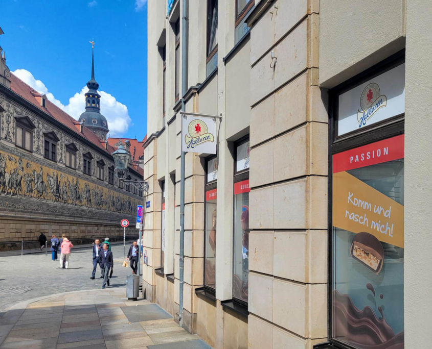 Hallorenshop Dresden, Außen, Blick Richtung Fürstenzug